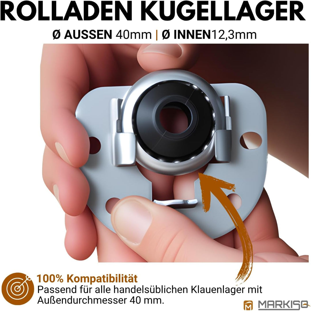 markiso® 10 Stück Rolladen Kugellager mit Kunststoffkern, Rollladenlager für Klauenlager für Ø 12,3m