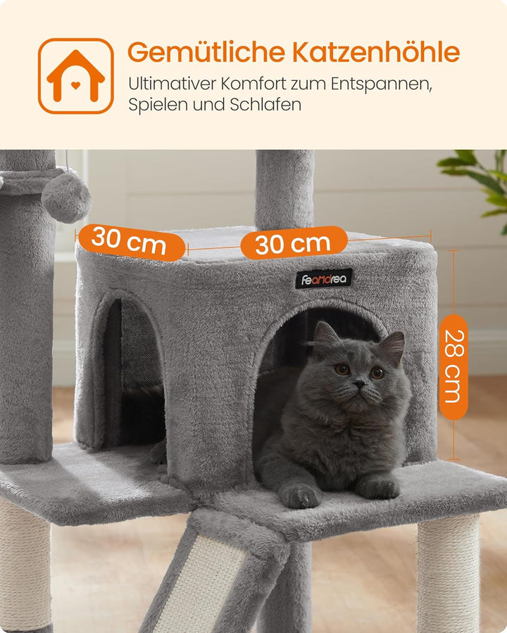 Feandrea Kratzbaum, Katzenbaum mit grosser Plattform, hellgrau PCT51W, hellgrau