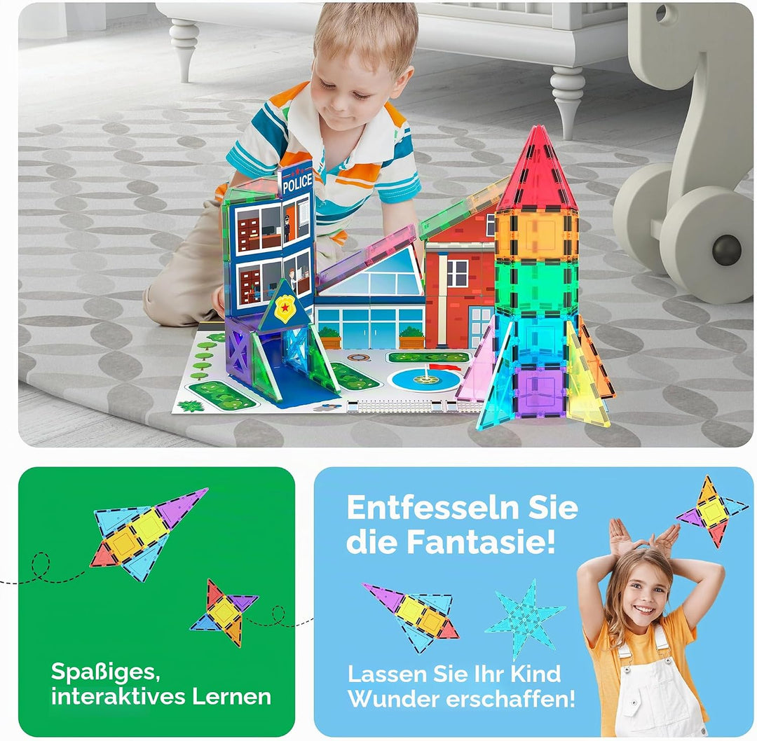 PicassoTiles 32 Stück Magnetisch Building Block Rocket Booster Thema Set Magnet Konstruktion Spielze