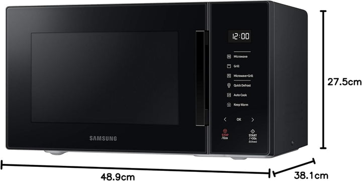 Samsung MG23T5018AK Mikrowelle, 23 Liter, 1100 W, Automatisches Kochen und Home Dessert, Glass Desig