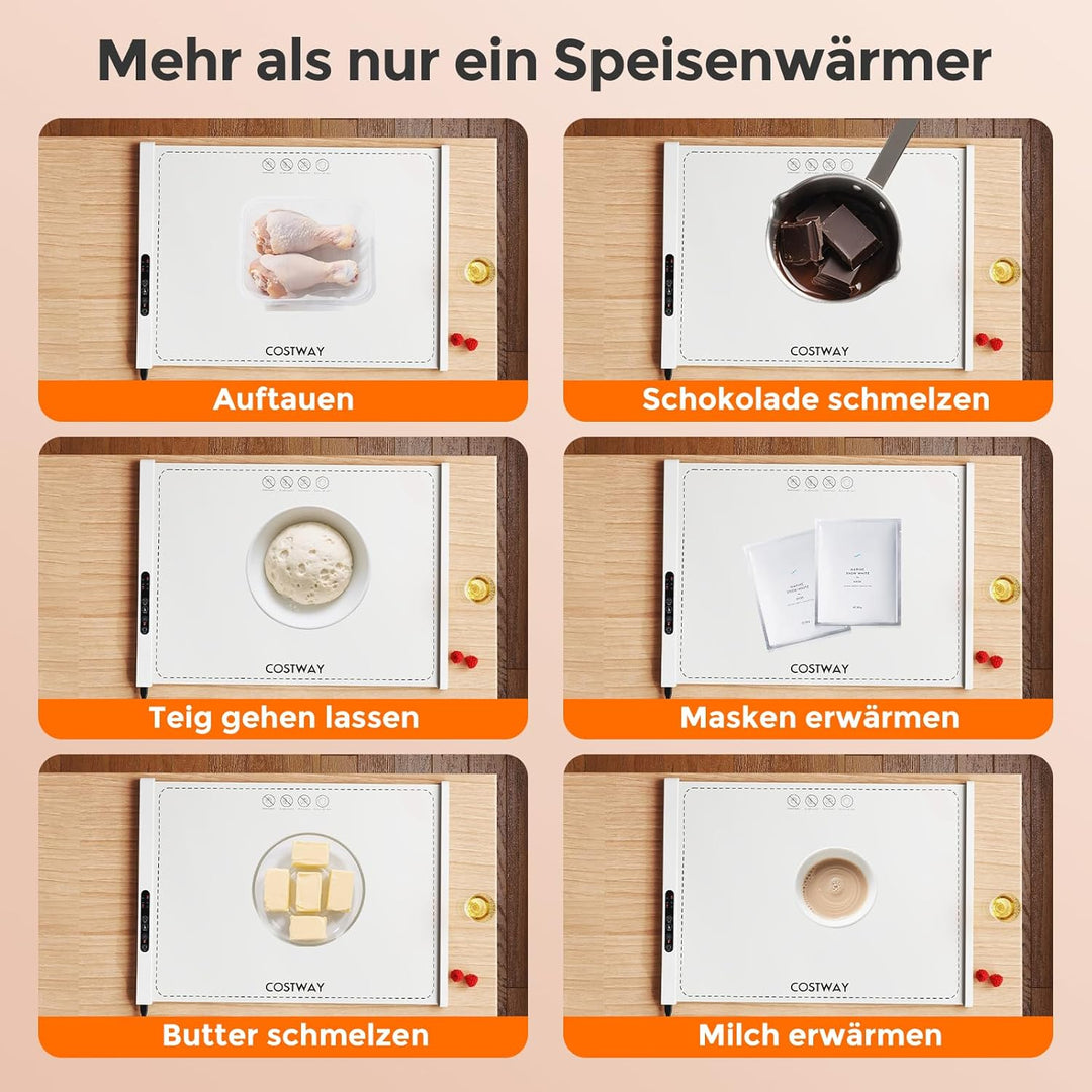 COSTWAY Elektrische Wärmematte Silikon für Lebensmittel, Rollbare Warmhalteplatte, Speisewärmer mit