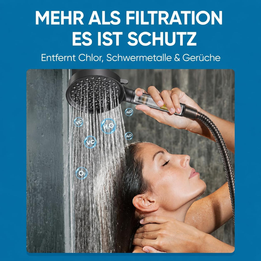 Cobbe Duschkopf mit Filter, Duschkopf Wassersparend Hartwasser mit Filtration in 20 Schichten, 6 Str