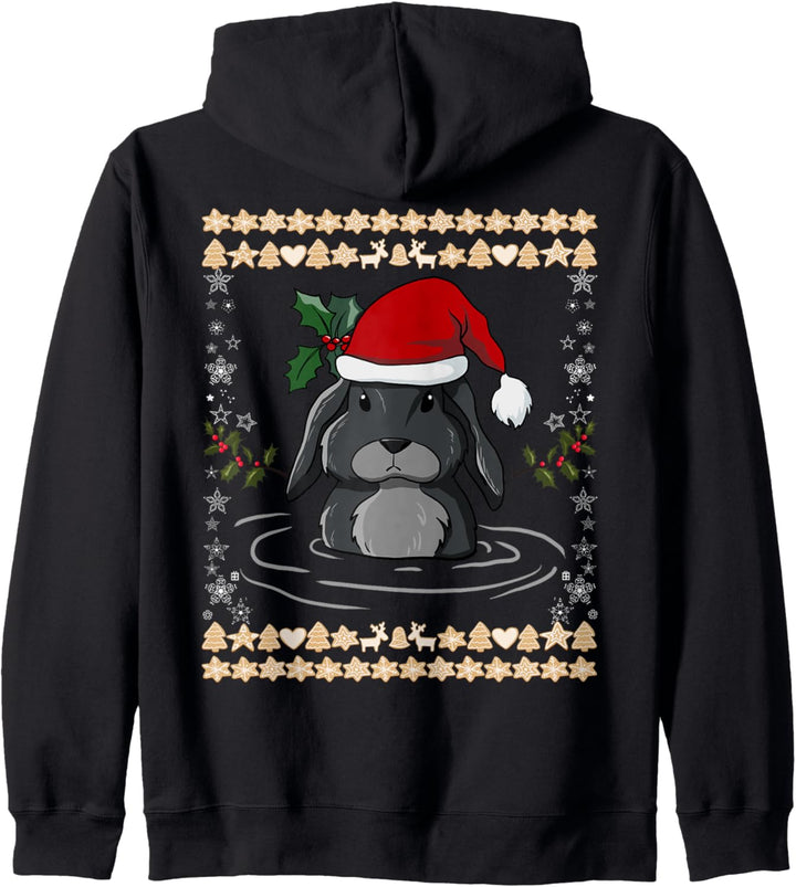 Weihnachtsmann Hase Lustige Retro Familie Lebkuchen Ugly Christmas Kapuzenjacke
