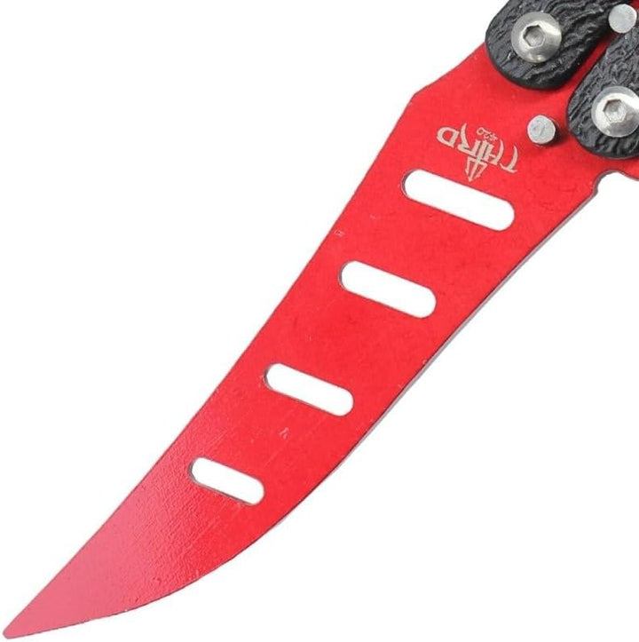 NEU Butterfly Trainer Balisong 22,5cm Aluminum red für Sammler Gamer Fans von CSGO CS2 Messer Knife
