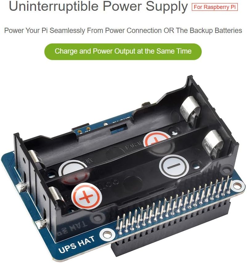 Waveshare UPS HAT Compatible with Raspberry Pi 5V Uninterruptible Power Supply Multi Battery Protect