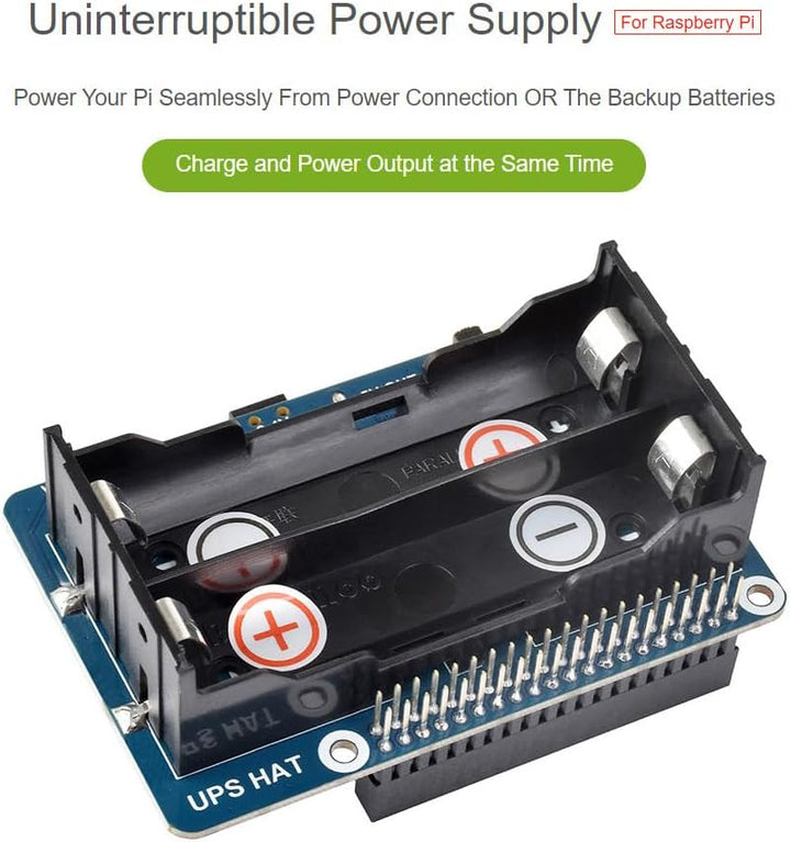 Waveshare UPS HAT Compatible with Raspberry Pi 5V Uninterruptible Power Supply Multi Battery Protect