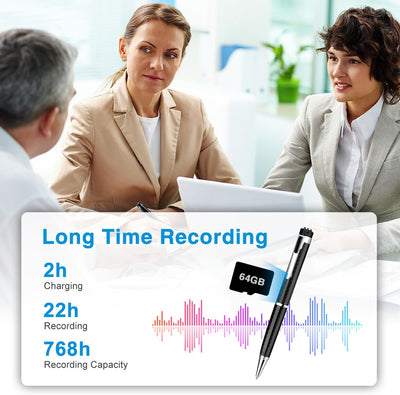 64GB Diktiergerät Digital, Smart Voice Recorder mit Schreibfunktion, Tragbarer Mini Aufnahmegerät mi