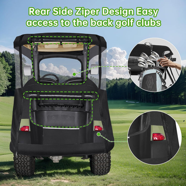 10L0L Golf Cart Deluxe Enclosure für 2 Passagiere Club Car Precedent & Temo,600D Winddicht Wasserdic