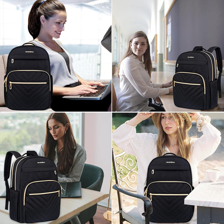 VANKEAN 17.3 Zoll Laptop Rucksack Damen, Schulrucksack wasserdicht Damen Herren Arbeitstasche mit US
