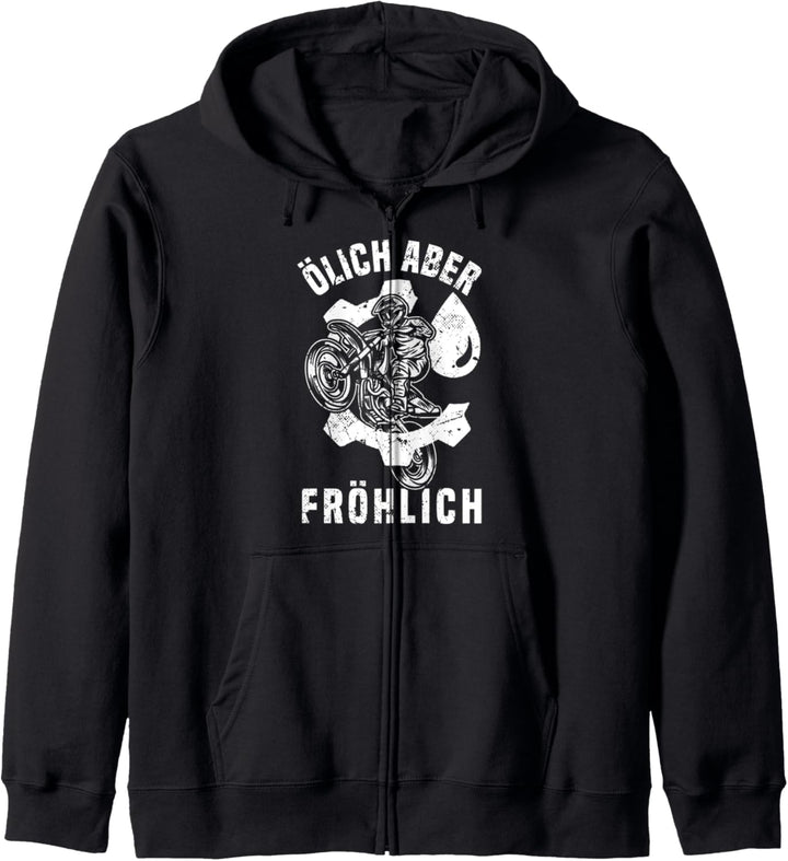 Ölich Aber Fröhlich Dirtbike Motocross Motorrad Mechaniker Kapuzenjacke