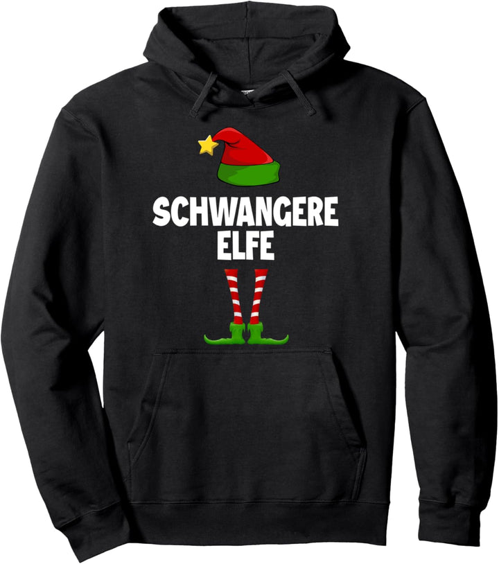 Schwangere Elfe Partnerlook Familien Elfen Outfit Weihnachts Pullover Hoodie
