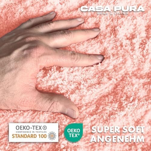 casa pura Badematte Rosa weicher, Flauschiger Badezimmerteppich in Shaggy Optik, Badvorleger rutschf