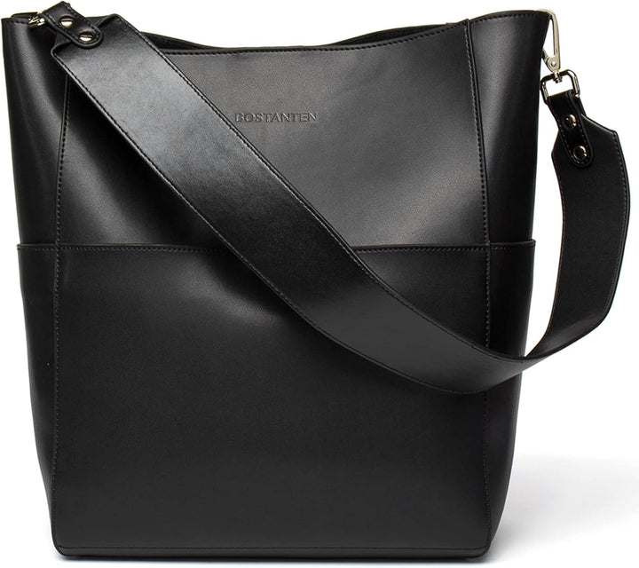BOSTANTEN Leder Damen Handtasche Schultertasche Umhängetasche Designer Tasche Gross 1-a-schwarz, 1-a