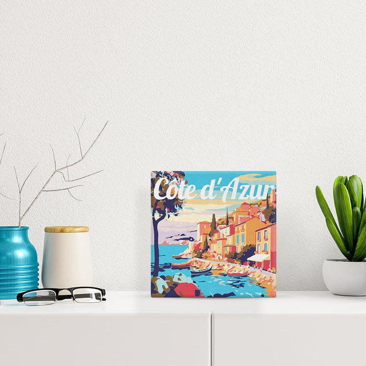 Figured'Art Mini Malen Nach Zahlen Erwachsene Mit Rahmen 20x20cm Kleines Format - Reiseplakat Côte d