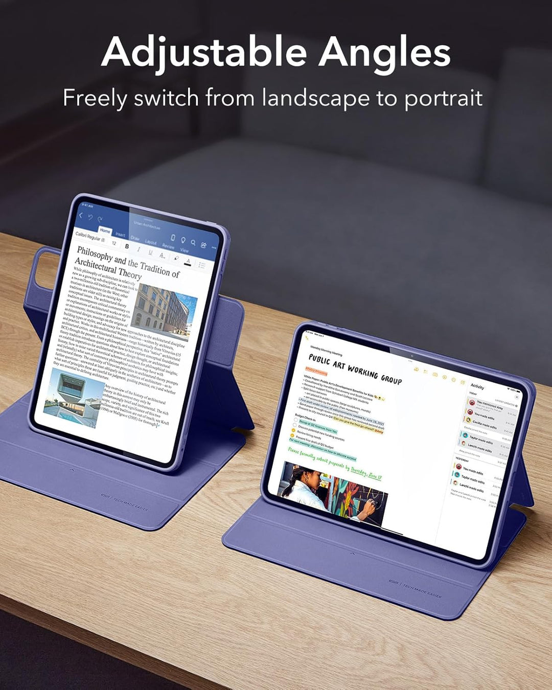 ESR für iPad Pro 11 Zoll Hülle (2024) mit Stifthalter, abnehmbarer Magnetabdeckung, vertikalem Ständ