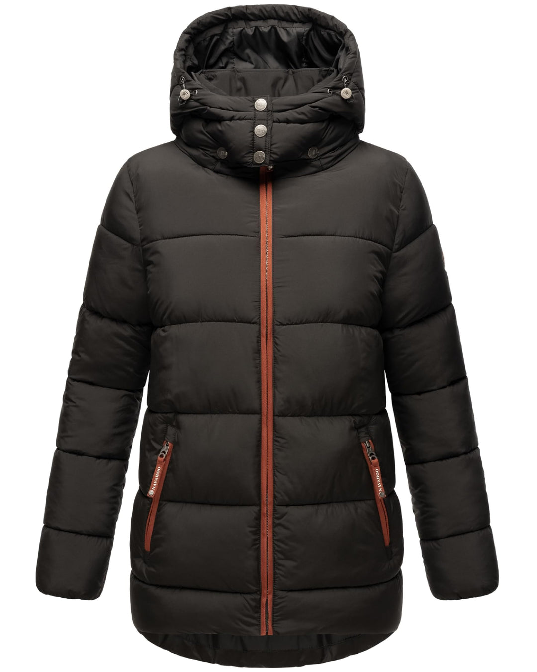 Navahoo Damen Kurze Winterjacke Steppjacke warm mit Abnehmbarer Kapuze aus recycelten Materialien Wa