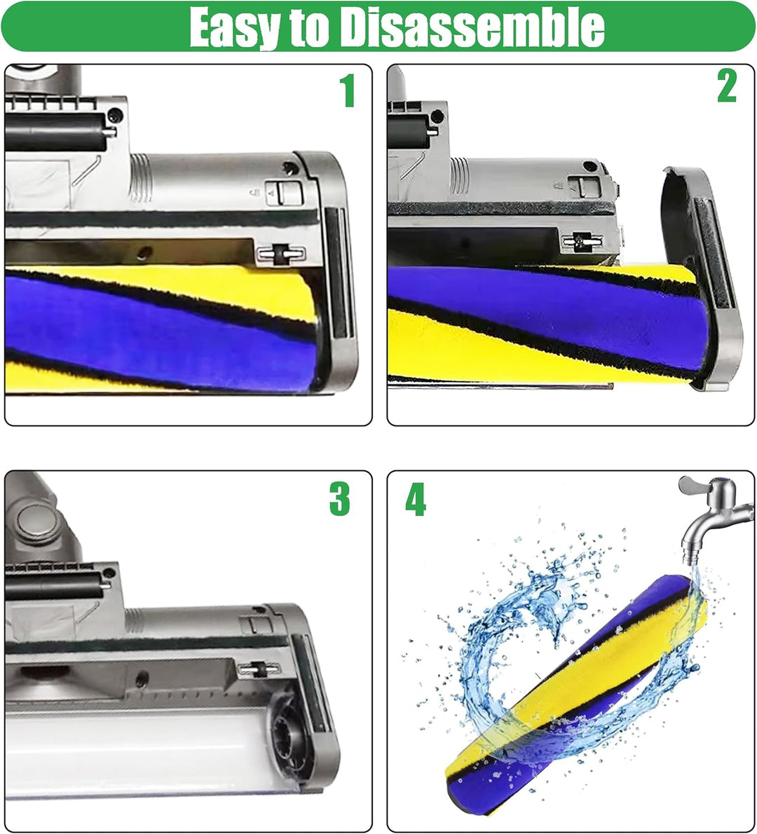 Softwalze Bodendüse Kompatibel mit Dyson V7 V8 V10 V11 V15 Staubsauger | Ersatzbürste mit LED | Stau