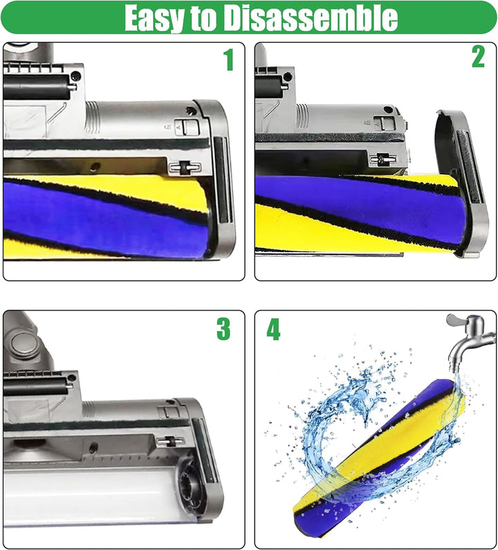 Softwalze Bodendüse Kompatibel mit Dyson V7 V8 V10 V11 V15 Staubsauger | Ersatzbürste mit LED | Stau