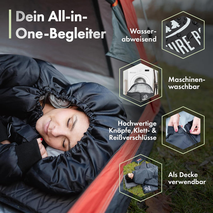 Schlafsack [mit Ärmeln] – Schlafsäcke für Erwachsene, Outdoor & Camping [3 Jahreszeiten] Deckenschla