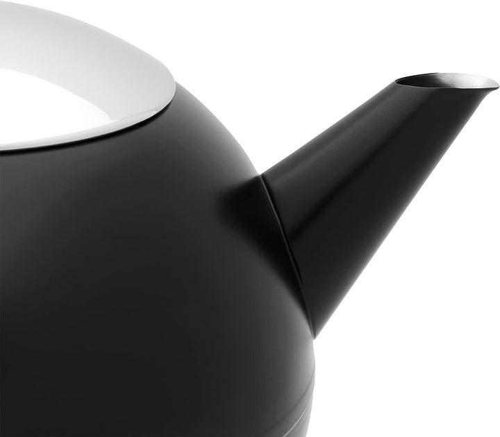 Bredemeijer grosse Schwarze Edelstahl Teekanne 1.2 Liter doppelwandig - isolierende Kanne für länger