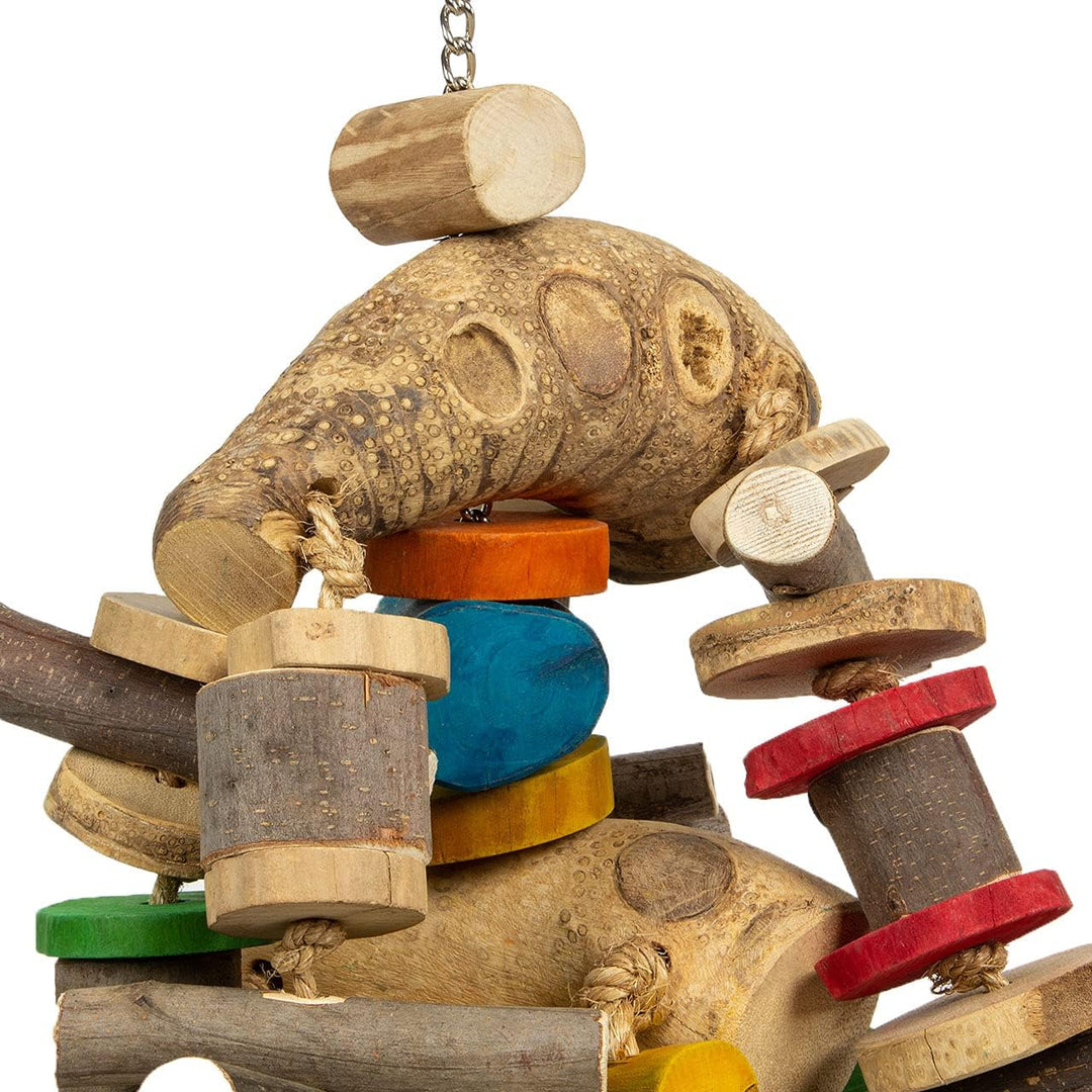 HappyBird | Riesiges Papageien Shredderspielzeug | Giant Bam Tower | 100 x 35 x 35 cm | aus Javaholz