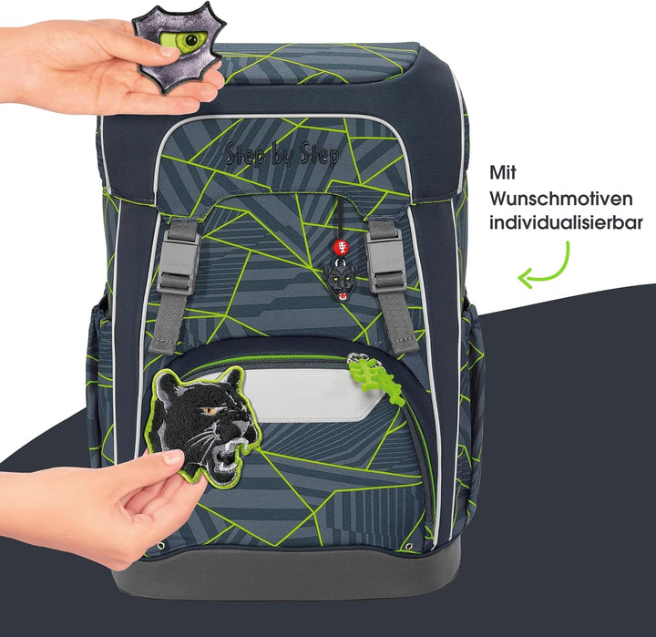 Step by Step GIANT Schulranzen-Set, 5-teilig, ergonomischer Tornister mit Reflektoren, höhenverstell