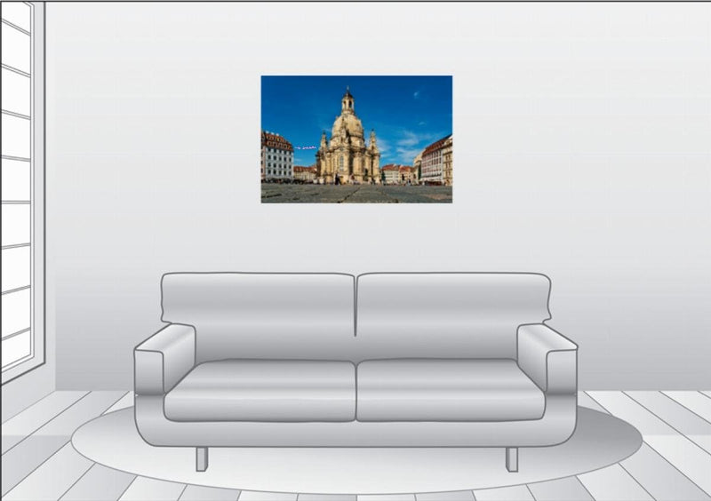 Premium Textil-Leinwand 90 x 60 cm Quer-Format Frauenkirche Dresden | Wandbild, HD-Bild auf Keilrahm