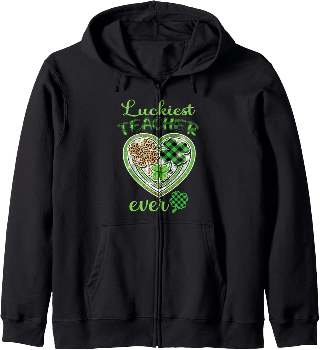St Patricks Day Luckiest Teacher Ever Buffalo Plaid Women Kapuzenjacke