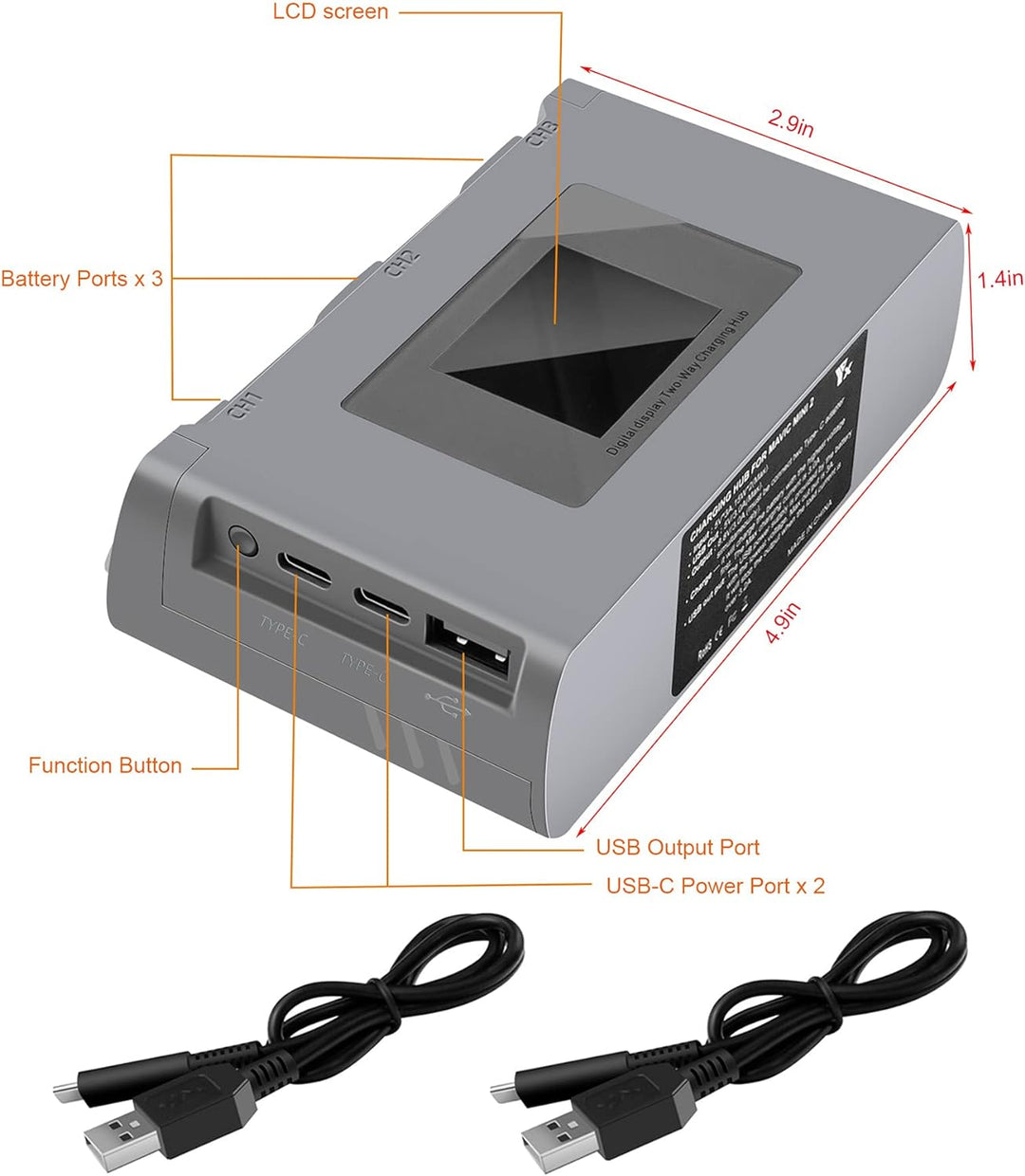 LYONGTECH LCD Akku Ladegerät Zweiwege Ladestation für DJI Mini 2,Mini SE/2 SE Drohne, Akkuladestatio