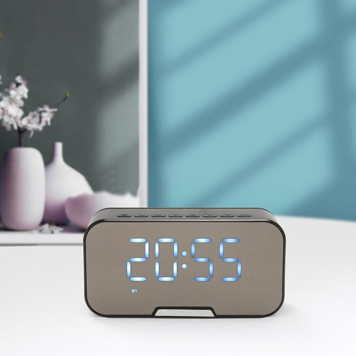 Bluetooth Lautsprecher mit Digitalem Wecker, Multifunktionaler Spiegel Wecker Lautsprecher mit UKW R
