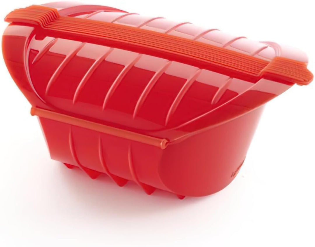 Lékué Ogya rojo Dampfbox XL in rot, Kunststoff, 1000 ml Rot 15x10x8 cm Dampftiefe Tasche, Rot 15x10x