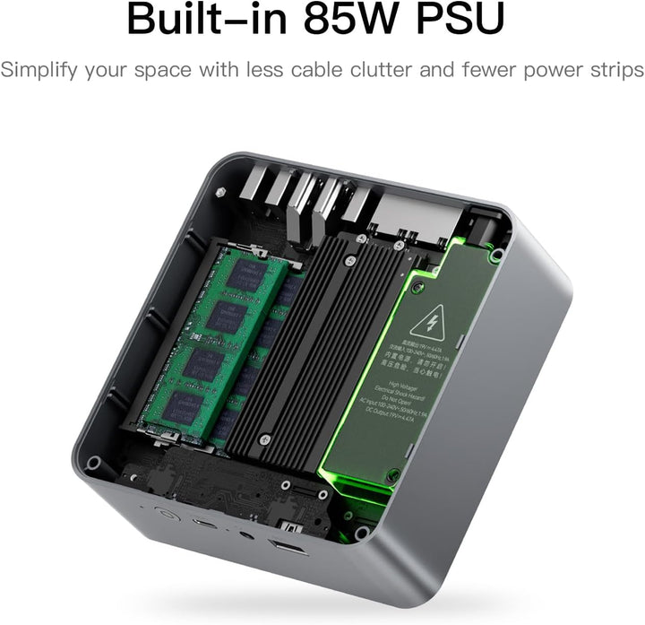 Beelink EQi12 Mini PC, Intel Core i7 12650H (10C/16T, bis zu 4,7GHz), 24GB LPDDR5 1TB M.2 PCIe4.0 SS
