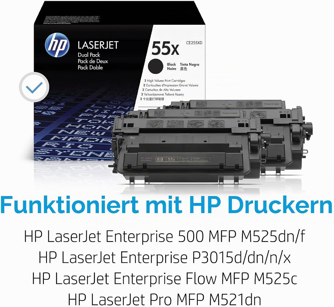 HP 55X 2er-Pack (CE255XD) Schwarz Original Toner mit hoher Reichweite für HP Laserjet Enterprise P30