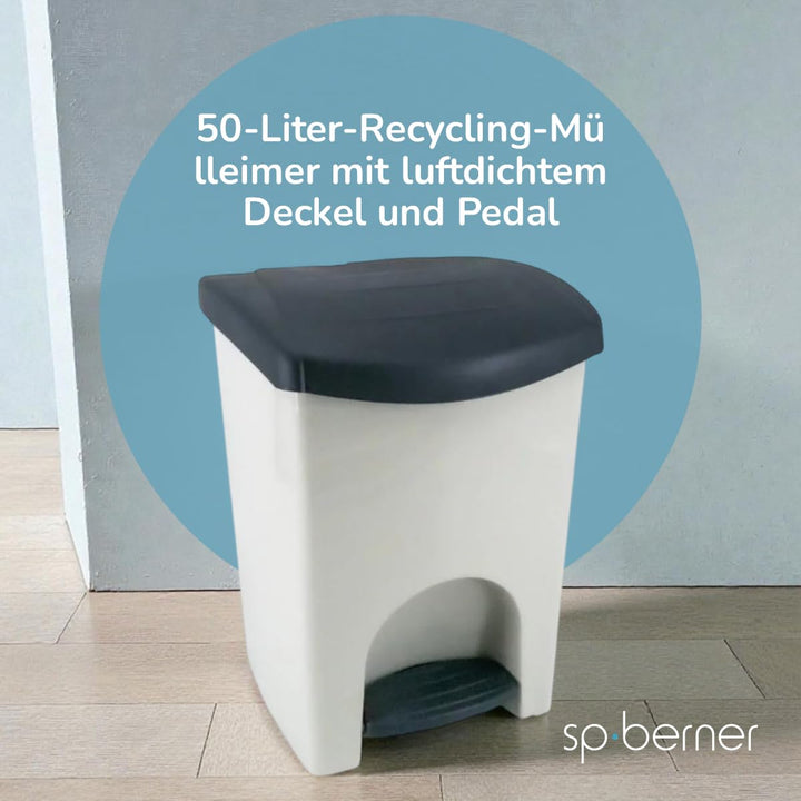 SP Berner - Recyclingbehälter 50 L mit hermetischem Deckel – Umweltfreundlicher Küchenmülleimer – Ab