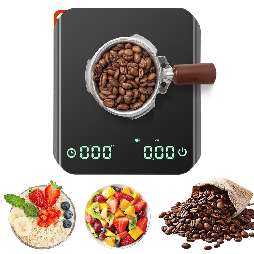 Carehabi Küchenwaage Digital mit Timer 0,1g Hochpräzisions Espressowaage 2KG Mini Kaffeewaage mit Si