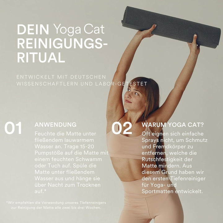 YogaCat Yogamatten & Pilates Tiefenreiniger, 500ml | Bio Deep Cleaner, Entfernt Schweiss & Geruch ti
