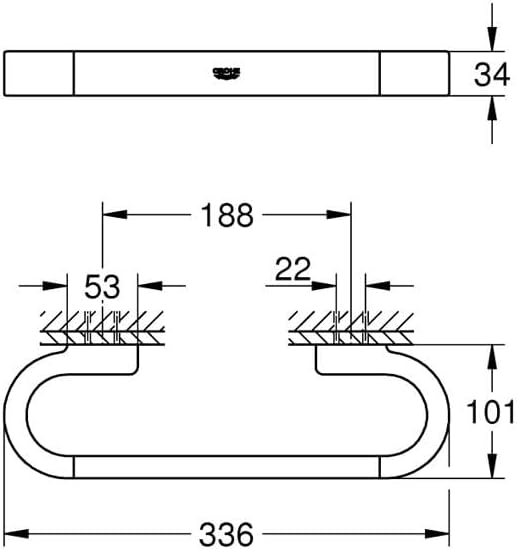 Grohe 41064000 Selection | Accessoires-Handtuchhalter, Nicht schwenkbar | Chrom | 41059000 Chrom Wan