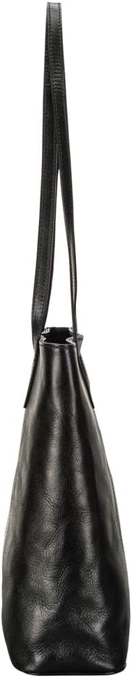 Maxwell Scott Italienischer Damen Leder Shopper Athenea in Schwarz, Schwarz