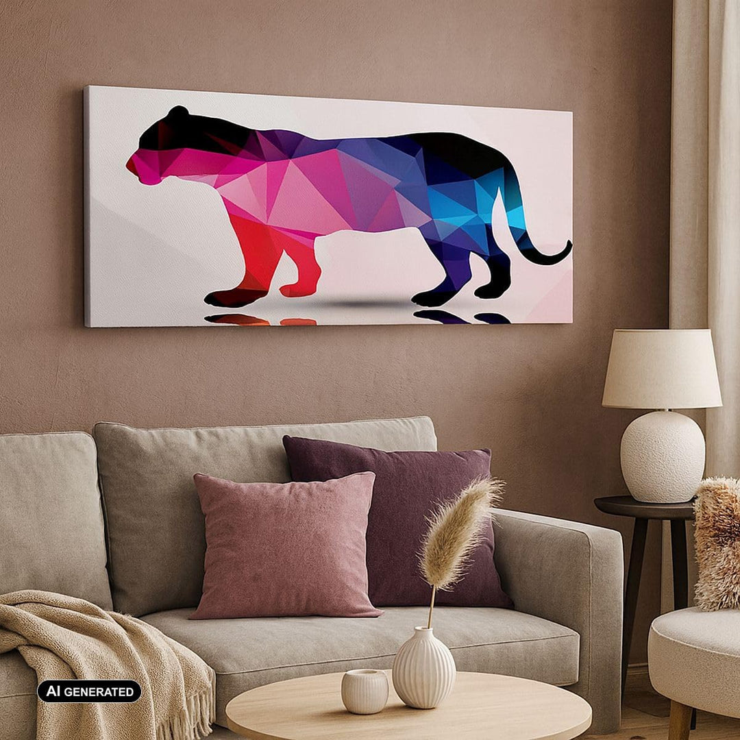 Wandbilder Dekoration Wohnzimmer Tiger Illustration modern Grafik Panorama Bilder auf Leinwand 120x5