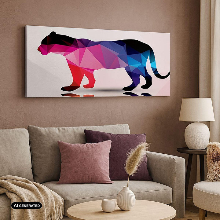 Wandbilder Dekoration Wohnzimmer Tiger Illustration modern Grafik Panorama Bilder auf Leinwand 120x5