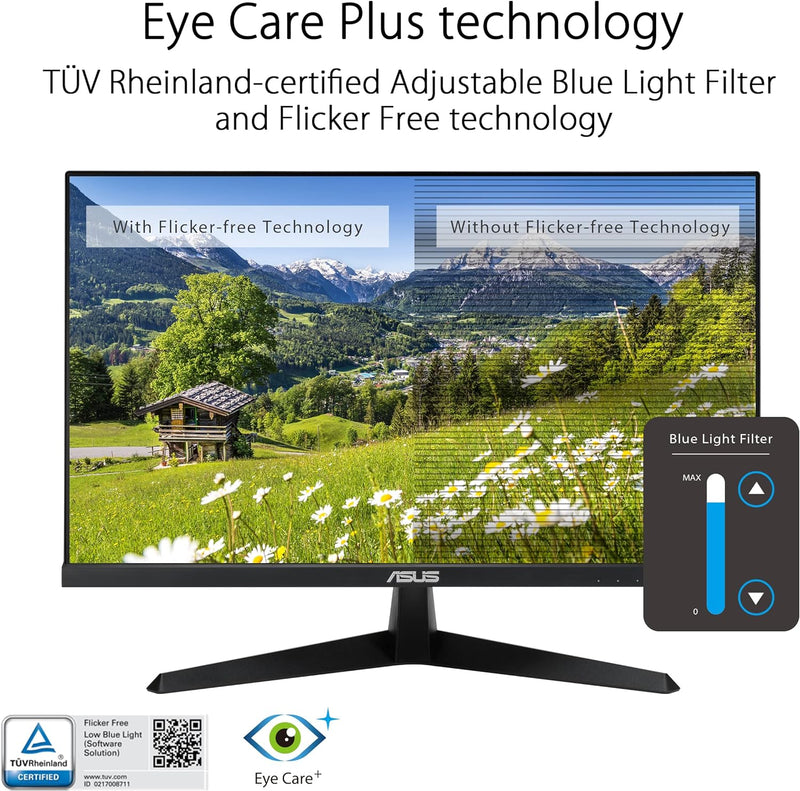 ASUS VY279HGE Gaming Monitor - 27 Zoll Full HD - 144 Hz, 1ms MPRT, FreeSync Premium, GameFast Input