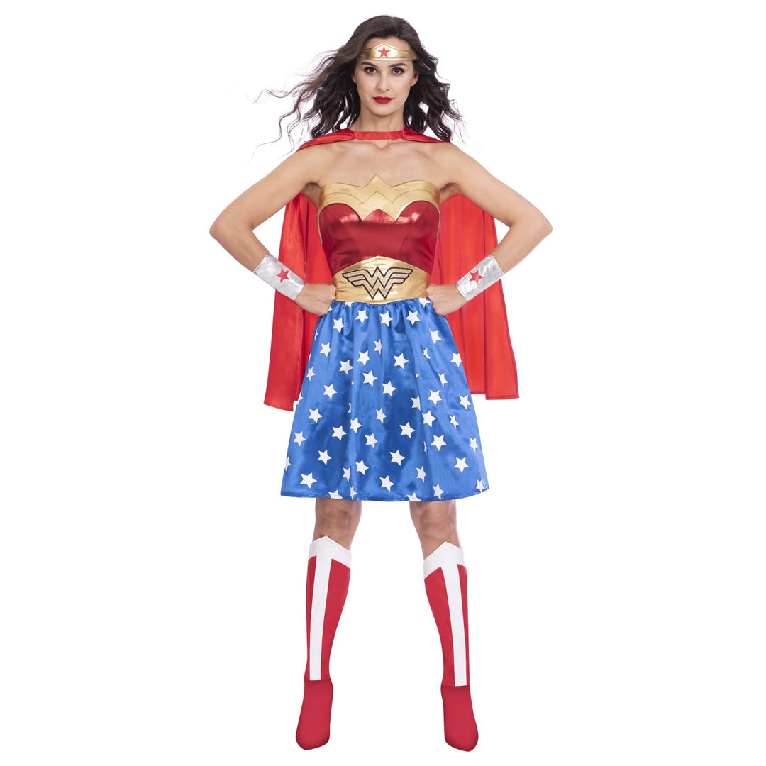 amscan - Offizielles Warner Bros DC Comics lizenziertes Wonder Woman-Kostüm für Damen, klassisch, Gr