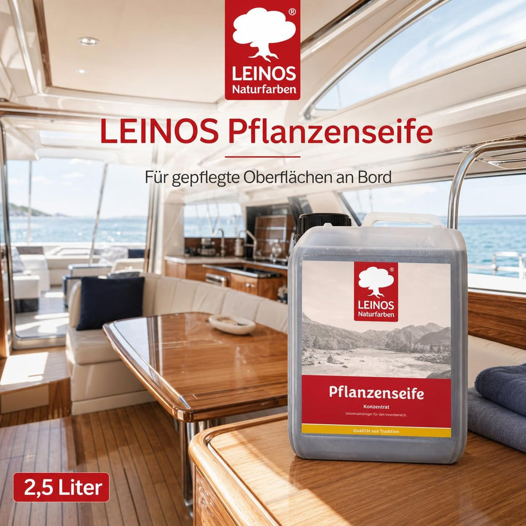 LEINOS Pflanzenseife 2,5 l – Rückfettender Universalreiniger für geölte, gewachste, lackierte Holzfl