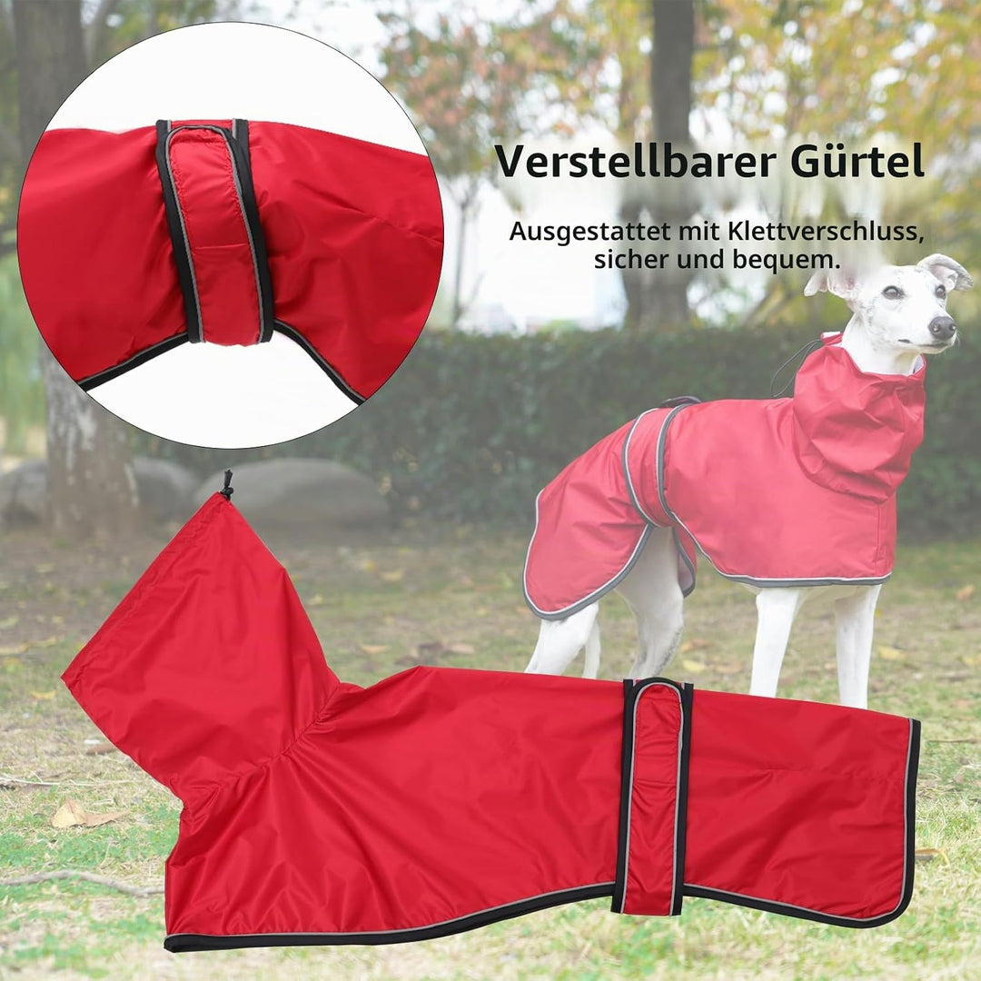 Geyecete Windhund Leicht Hundejacke Regenjacke, Hunderegenmantel Wasserdicht Verstellbar Windhundeja