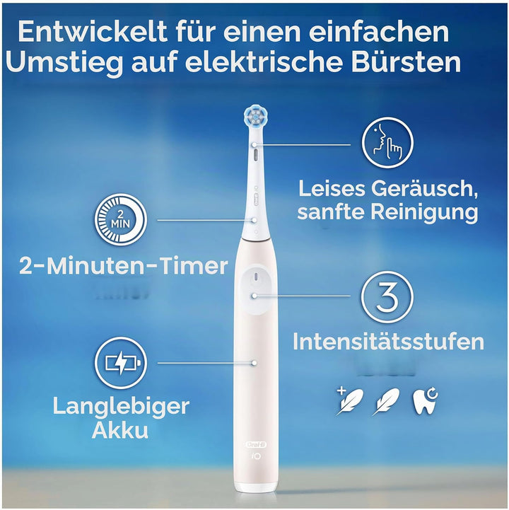 Oral-B iO 2 elektrische Zahnbürste, Hellrosa, für Erwachsene, 3 Reinigungsmodi, sanft für das Zahnfl