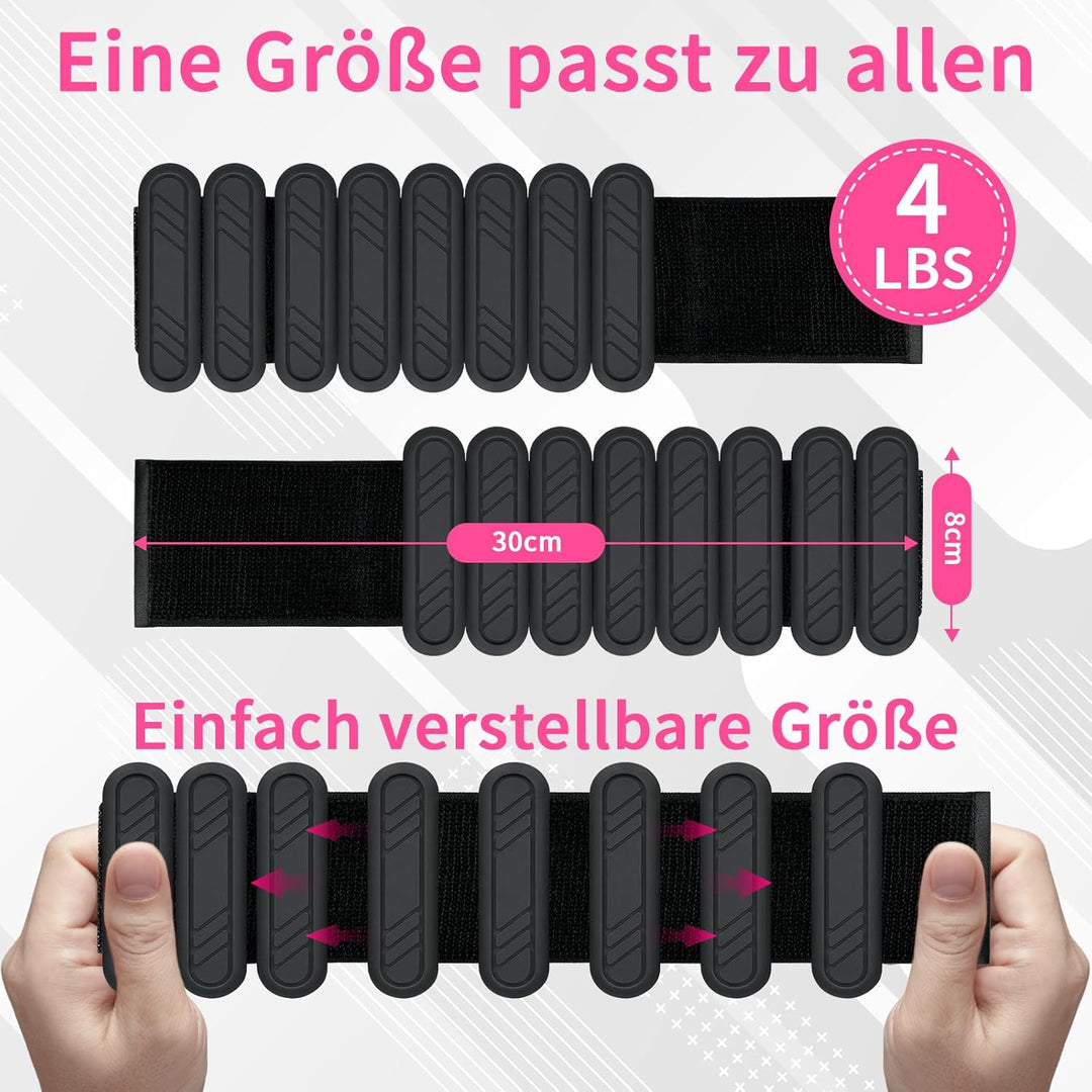 Gewichtsmanschetten 2er Set – Verstellbare Handgelenkgewichte & Fussgewichte aus Silikon für Damen &