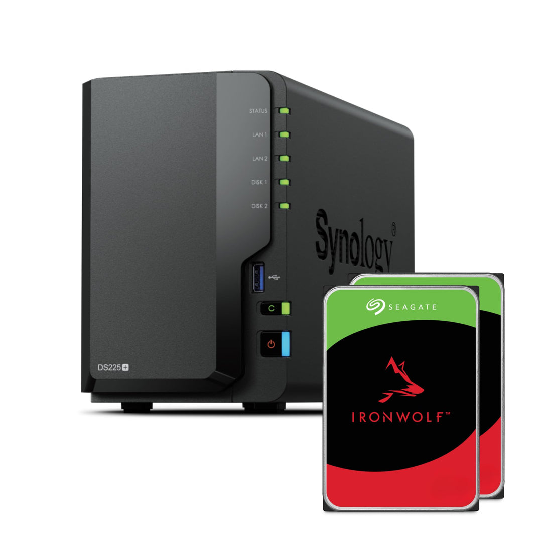 Synology DS225+ 24TB (Seagate Ironwolf 2x12TB) 2-Bay Plus Serie - Intel Celeron J4125 Quad-Core, 2 G