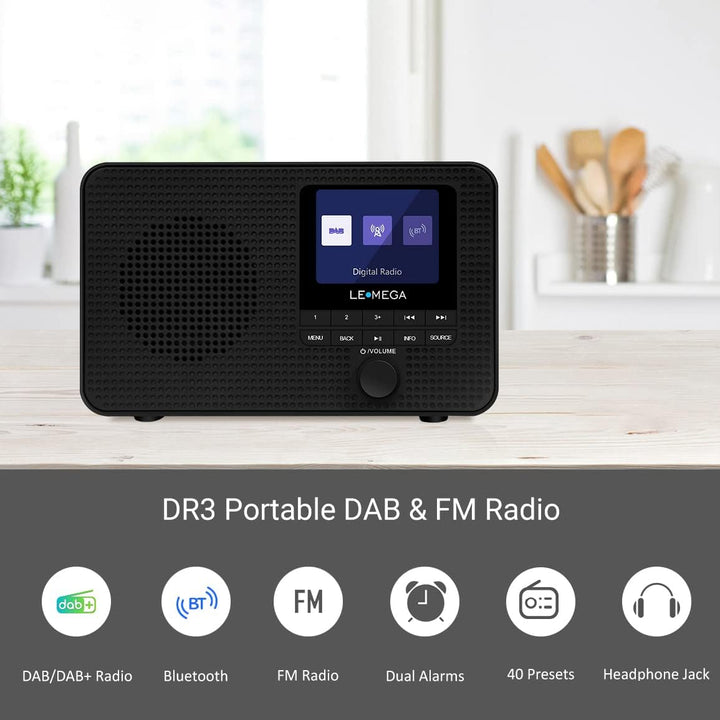 LEMEGA DR3 Tragbares Radio mit DAB+/DAB/FM,Büro Radio DAB Plus Bluetooth,Batteriebetrieben &amp; Netzbet