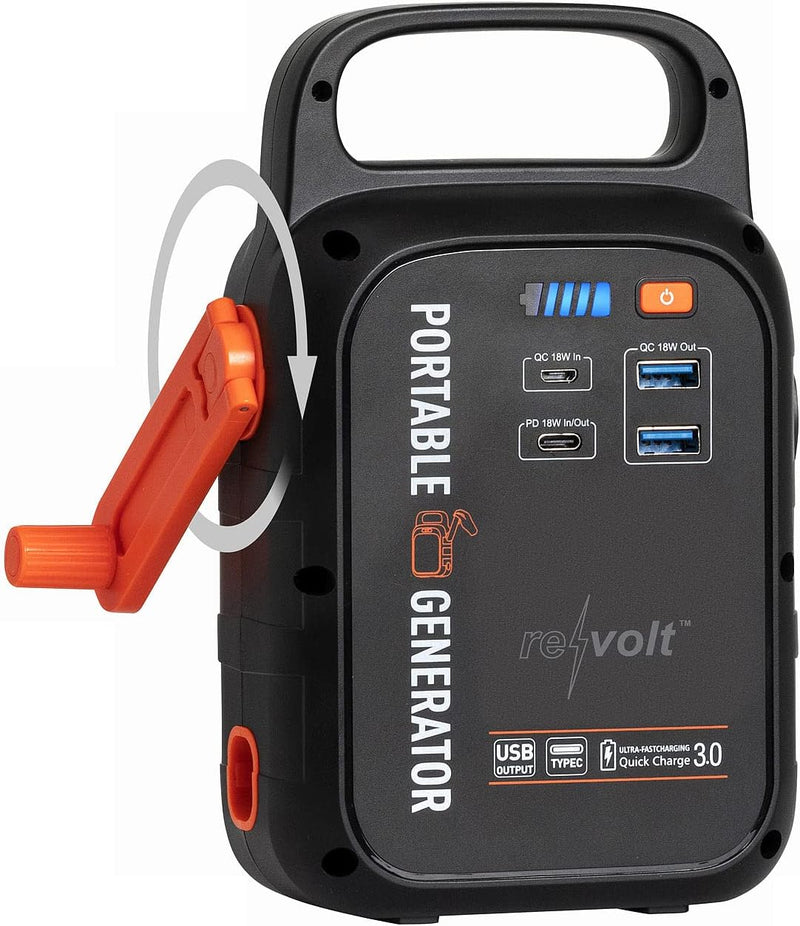 revolt Powerbank Solar: Kurbel-Dynamo-Powerstation (22,5 Ah) mit 28-Watt-Solarpanel (Solarpowerbank,