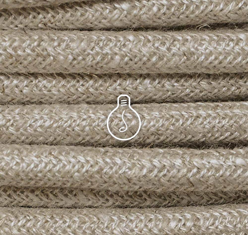 Amarcords - Textilkabel für Lampen CANVAS BEIGE, rund, Leinen, 3 Meter, mit Erdung 3x0,75 - Stoffkab